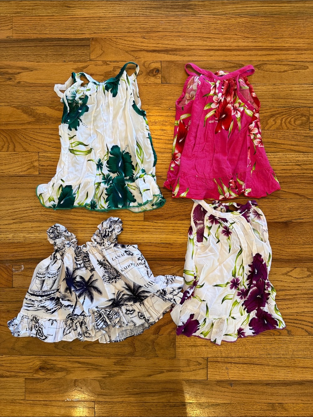 Girls Floral Summer Tank Dress - Pink, White, Green, Purple Options